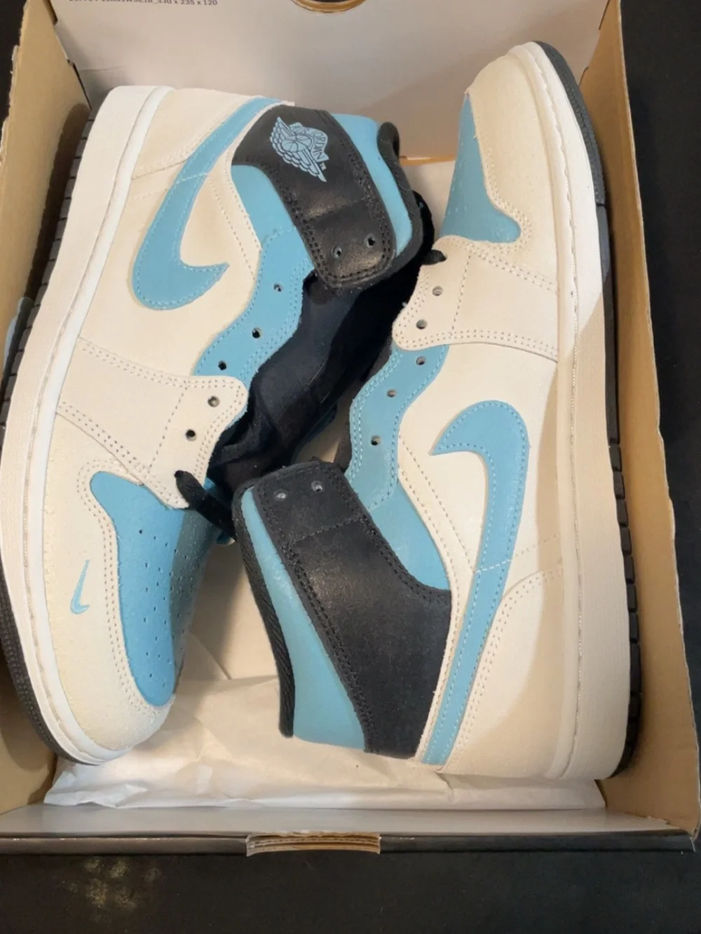 Jordan Mid Top Sneakers White Light Blue Black